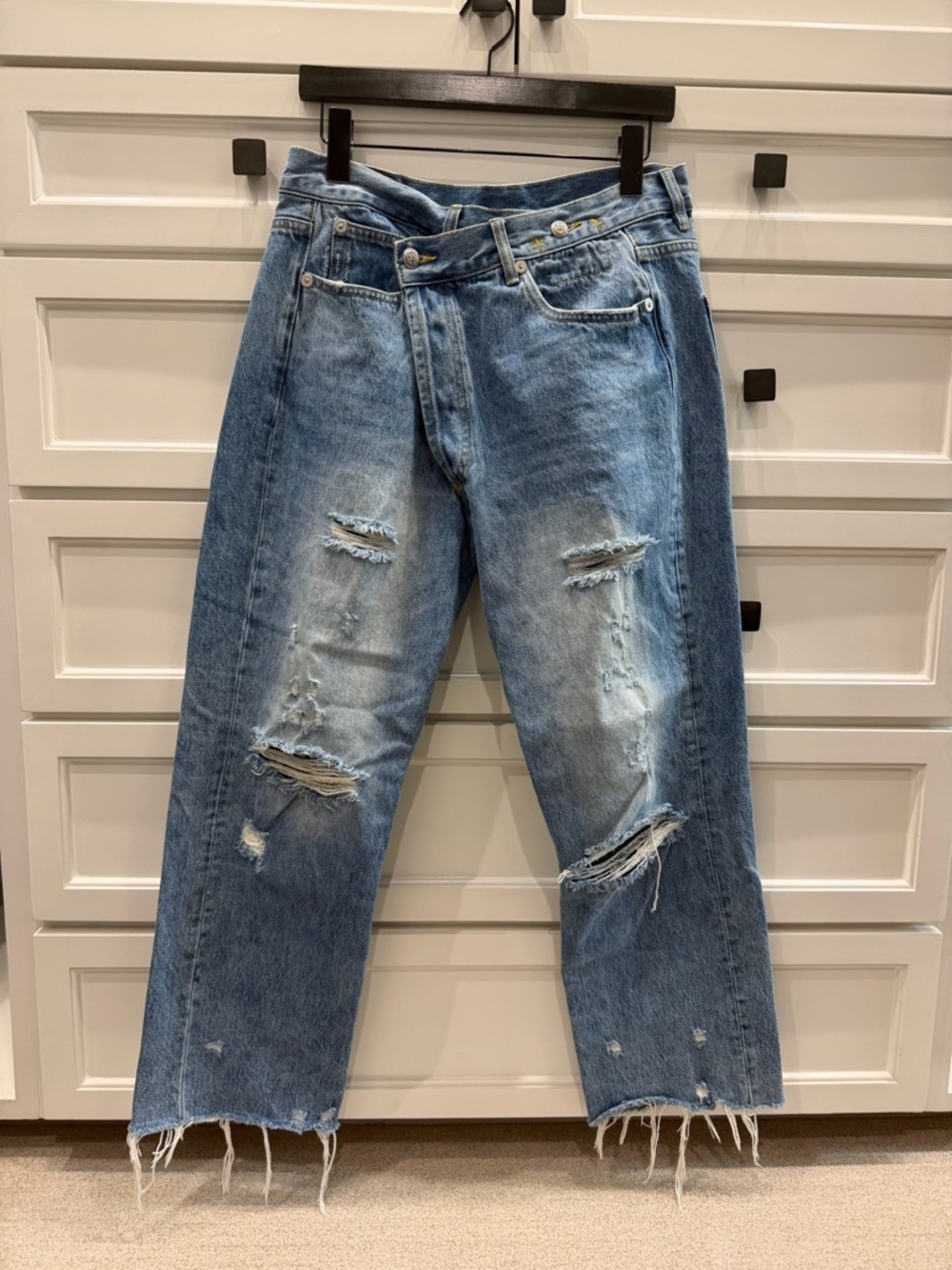 Women’s R13 crossover Emory Distressed Blue Denim Jeans
